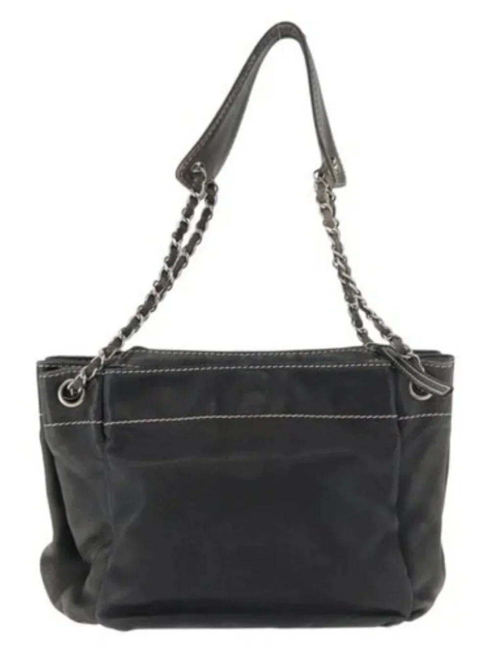 CHANEL Chain Shoulder Bag Lamb Skin Black CC Auth BA13139